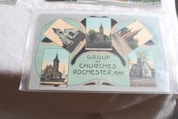 6 Antique Postcards of Rochester Minnesota Post Office, Silver Lake, Kahler Hotel,