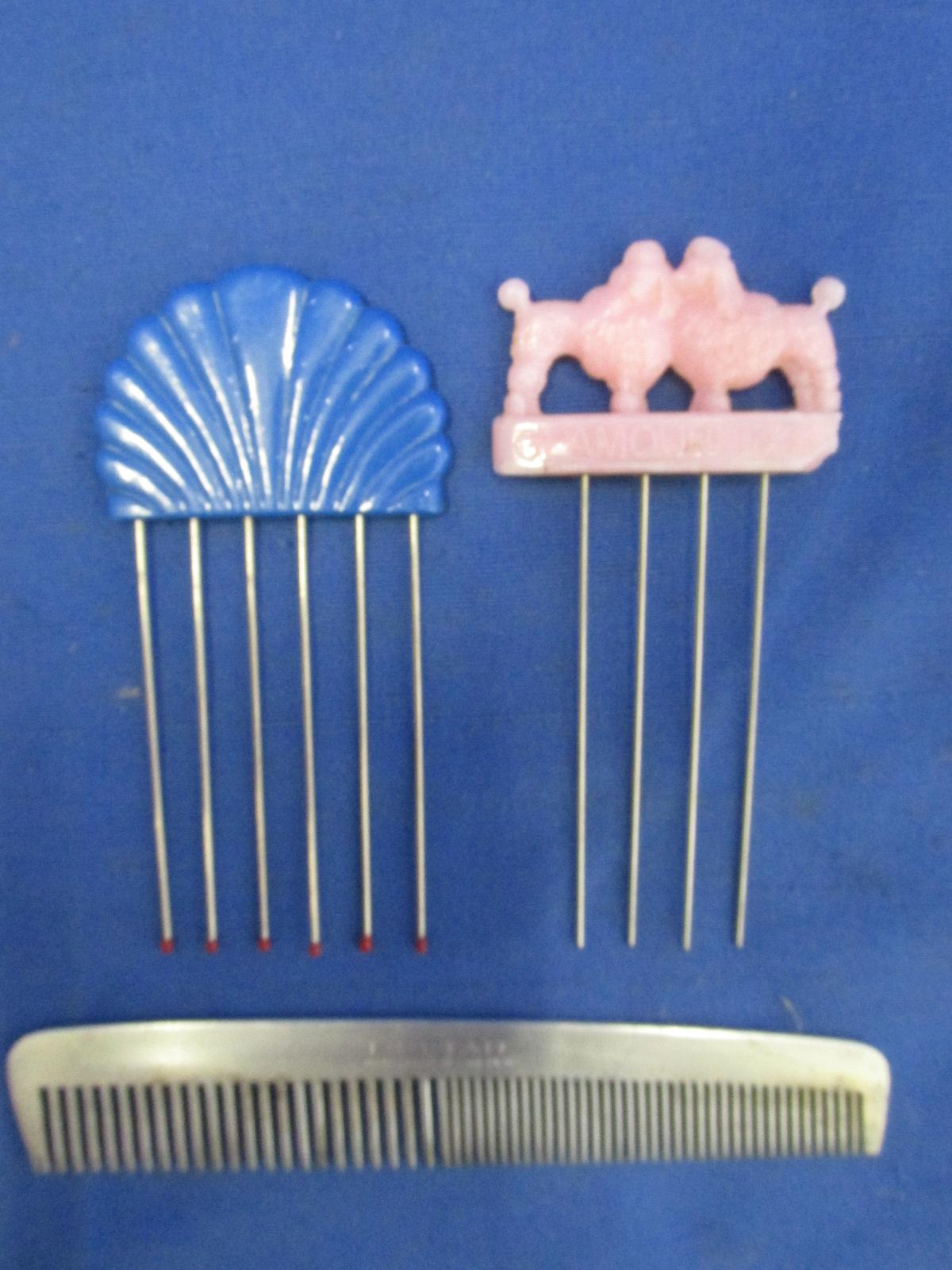 Glamourlift Hauir Pick (Pink Poodles), Blue Shell Hair Pick & Deltar Comb (Sweden)