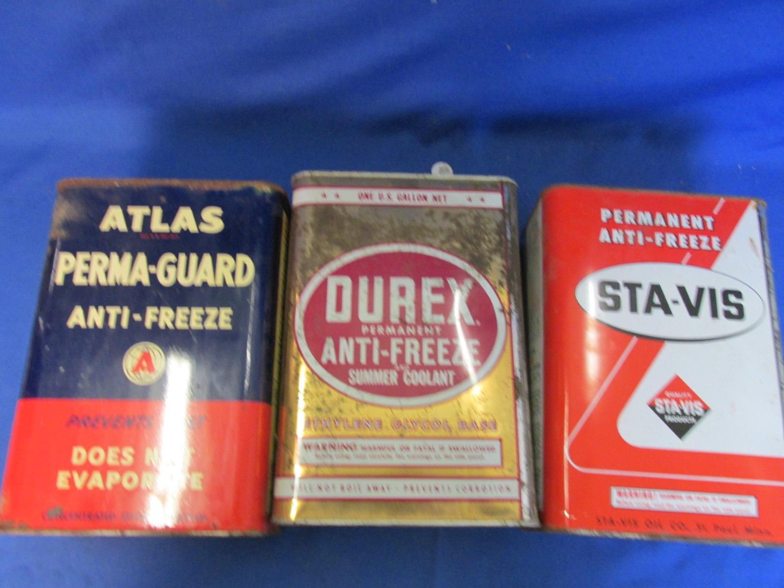 Vintage Atlas Perma Guard , Durex, & Sta-Vis Anti-freeze Tins