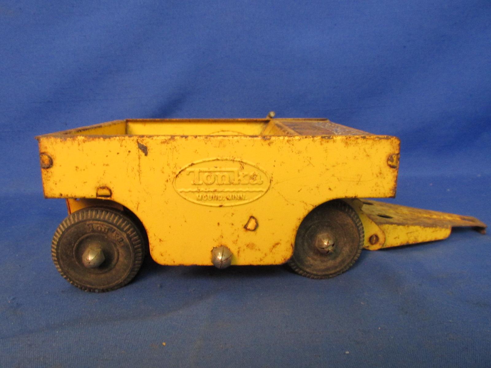 Vintage Tonka Highway Spread Pack Trailer Yellow 1960's  10” L, Box 6 ¼ x 5 1/4” x 3” T