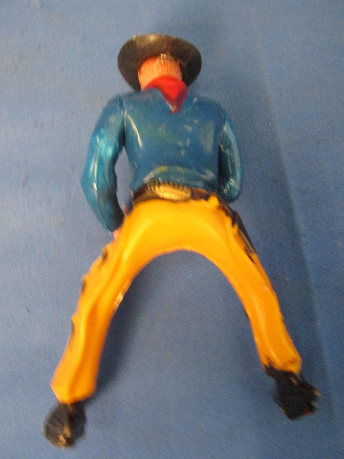 Plastic Cowboy on Plastic Horse with Detachable Saddle (He looks like Hoppy) - 8 3/4” T