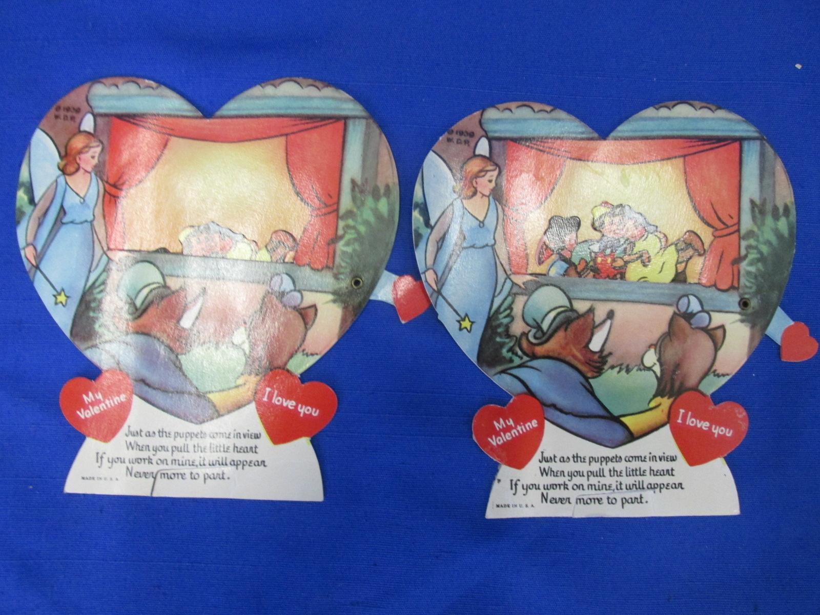 3 Vintage Disney Valentines: 1939 Walt Disney  Productions  (Goofy) & Pinnochio