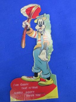 3 Vintage Disney Valentines: 1939 Walt Disney  Productions  (Goofy) & Pinnochio