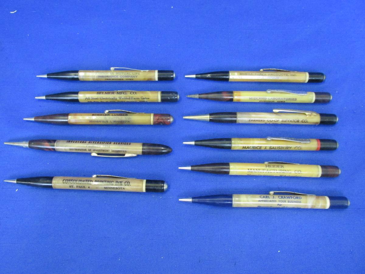 11 Vintage Redipoint Mechanical Pencils with Advertising