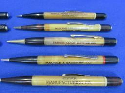 11 Vintage Redipoint Mechanical Pencils with Advertising