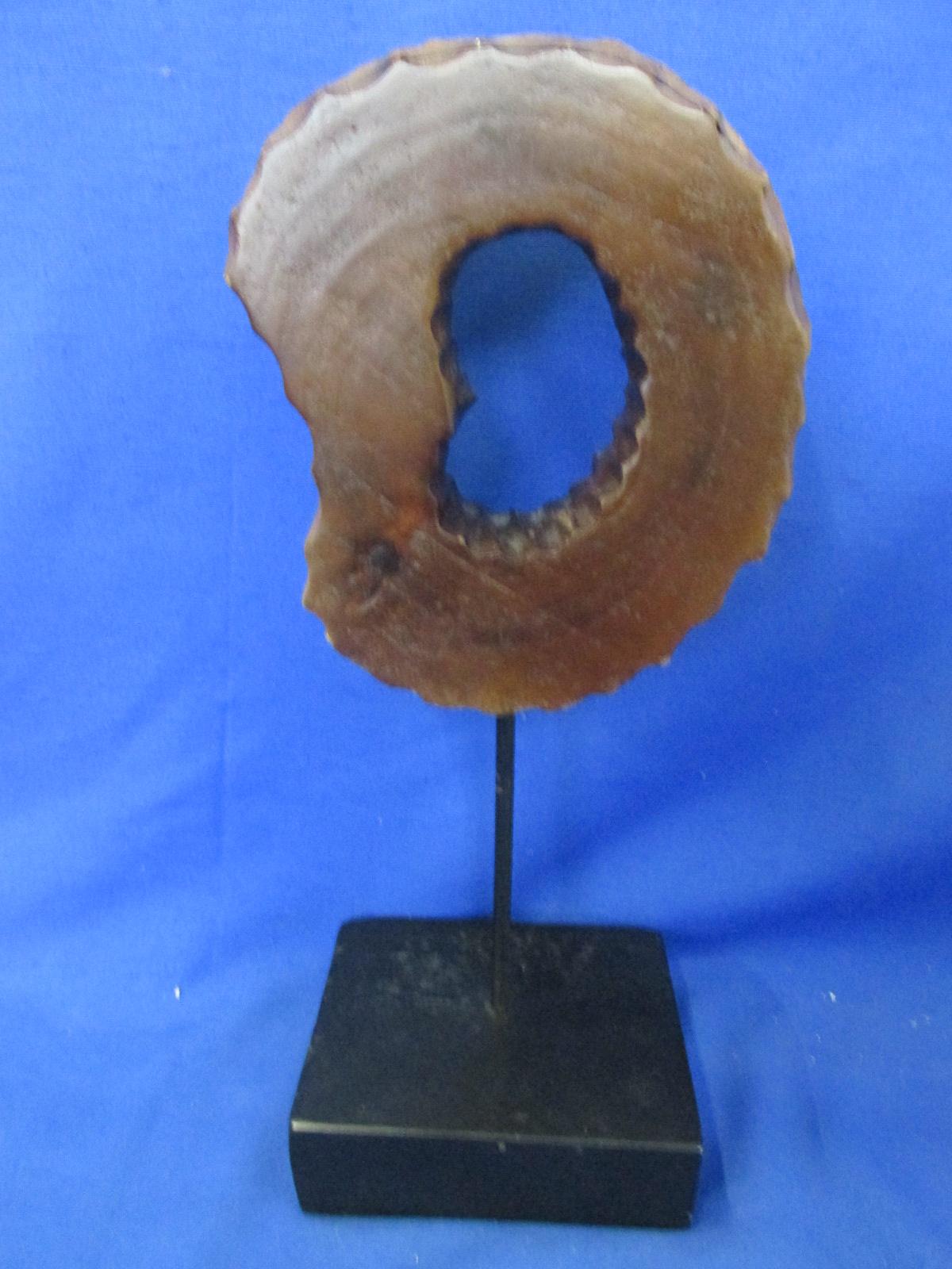 Hollow Tree Sculpture – 13” T on a 4x5x1 3/4” Block – Edges remeniscent of Beaver-tree