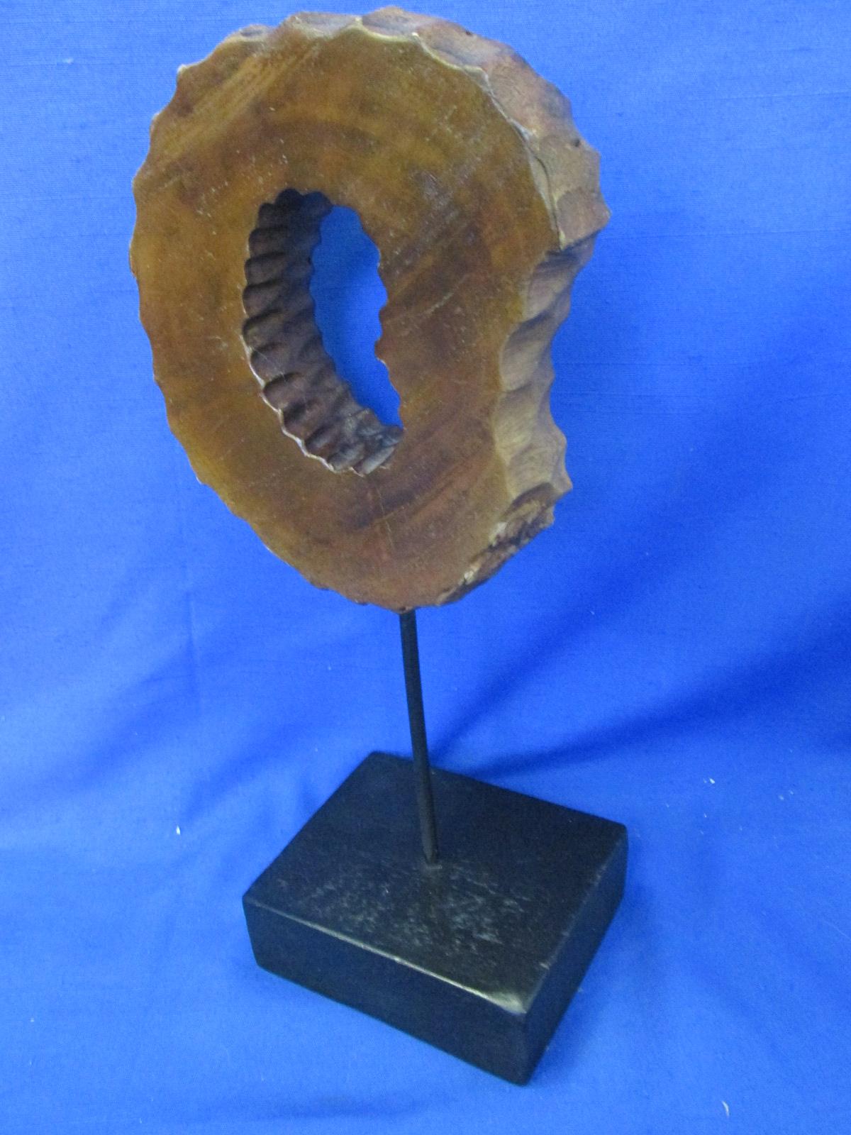 Hollow Tree Sculpture – 13” T on a 4x5x1 3/4” Block – Edges remeniscent of Beaver-tree