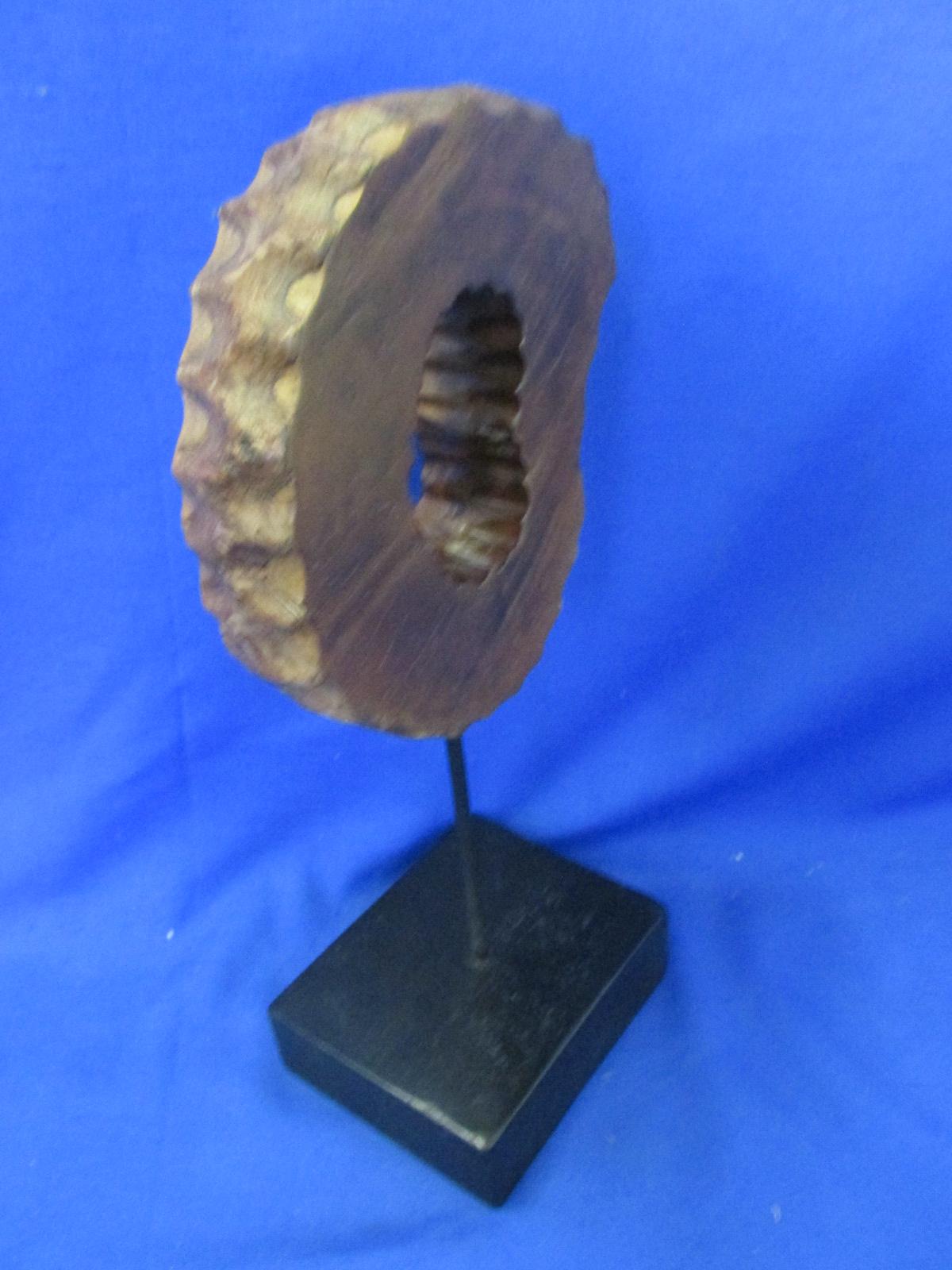 Hollow Tree Sculpture – 13” T on a 4x5x1 3/4” Block – Edges remeniscent of Beaver-tree