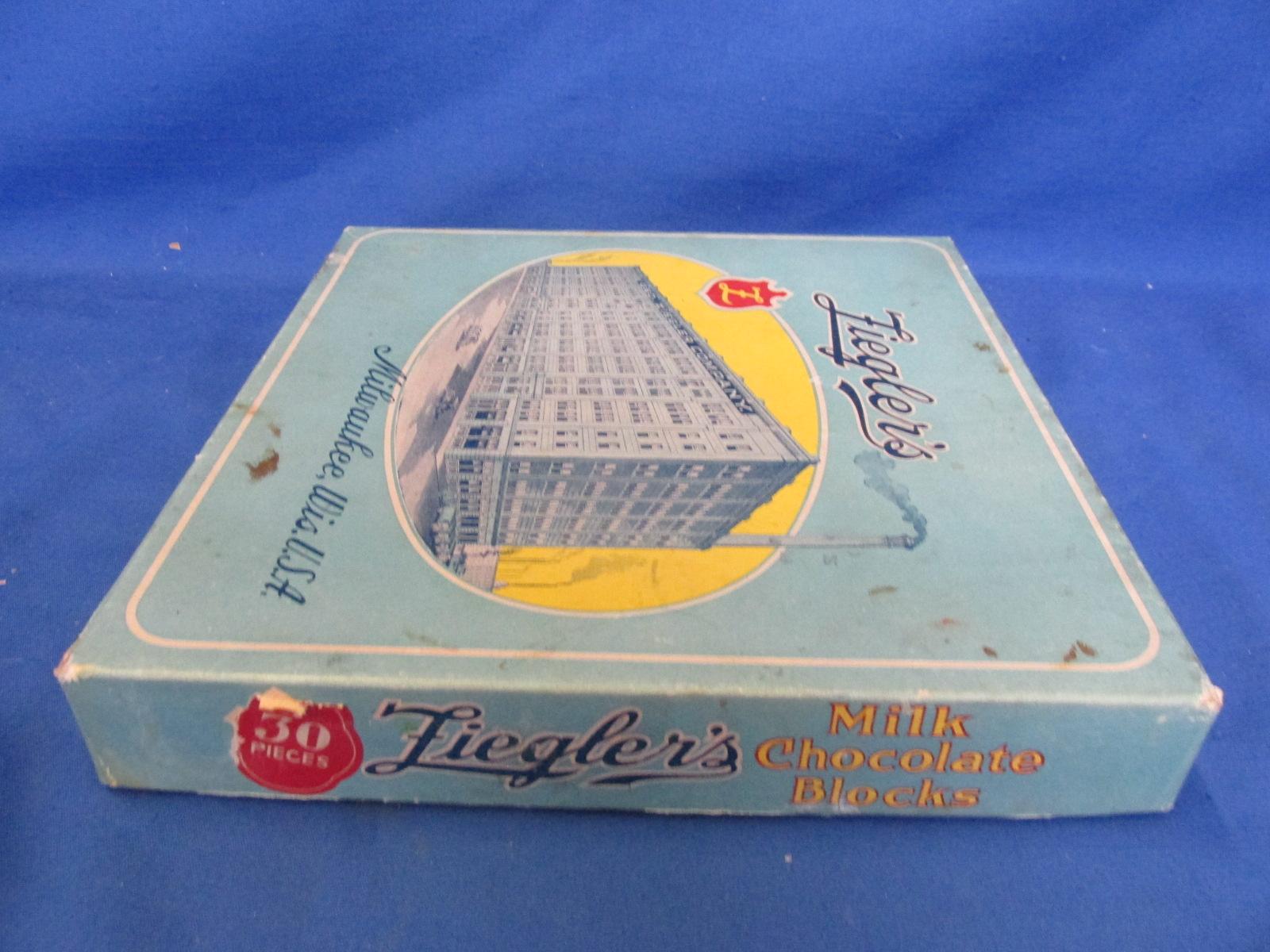 Ziegler's Chocolates Box – Great Graphics of their factory Milwaukee Wisc. 10X10”