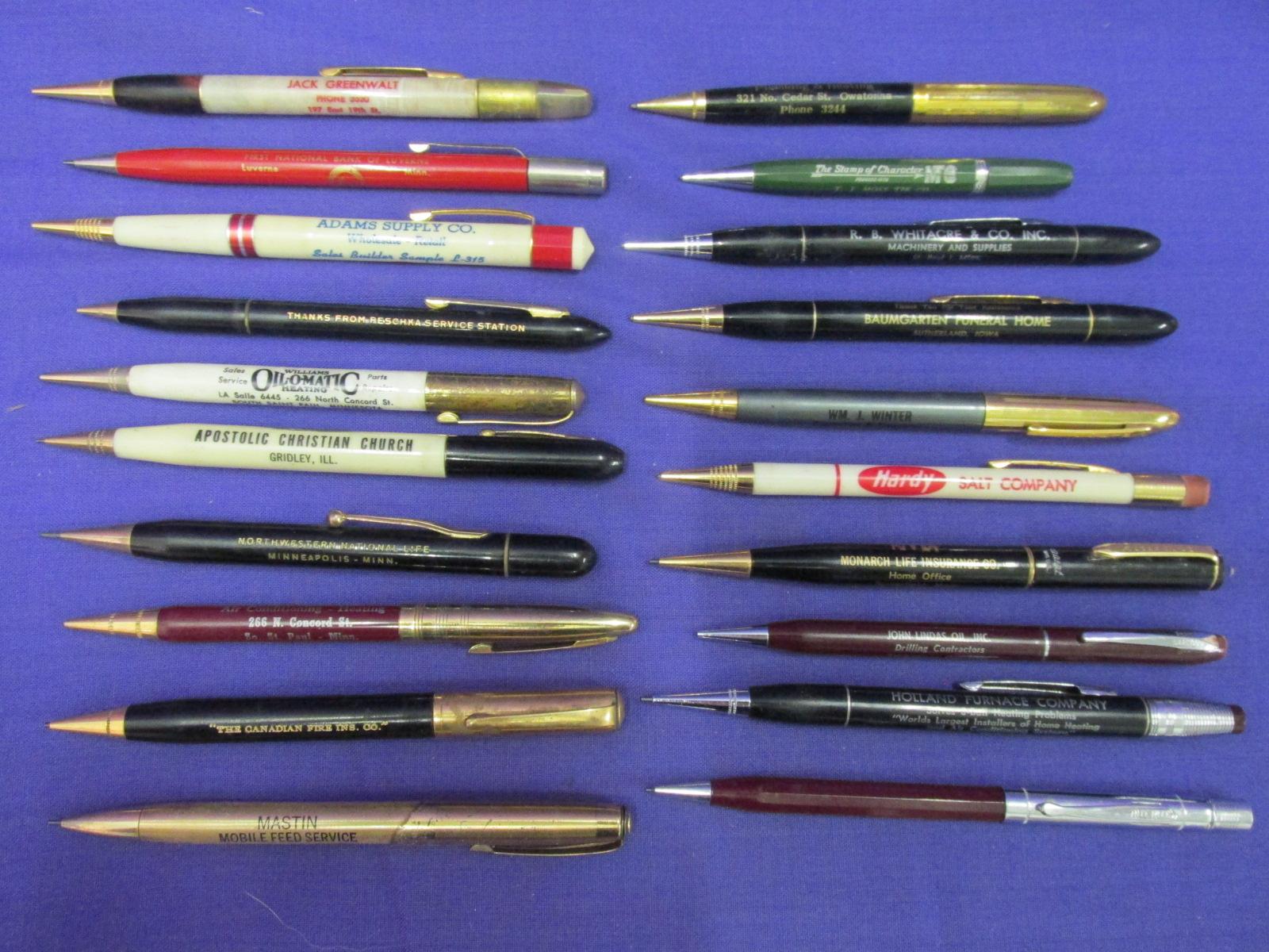 Appx 150 Vintage Mechanical Pencils w/ MN & Iowa Advvertising