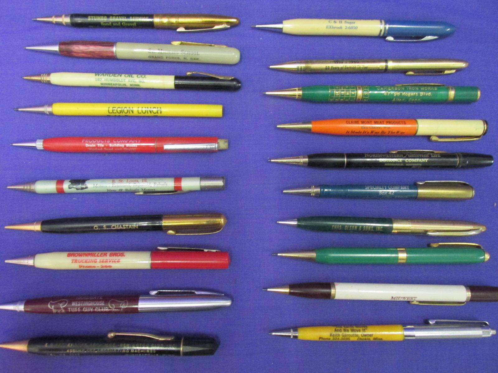 Appx 150 Vintage Mechanical Pencils w/ MN & Iowa Advvertising