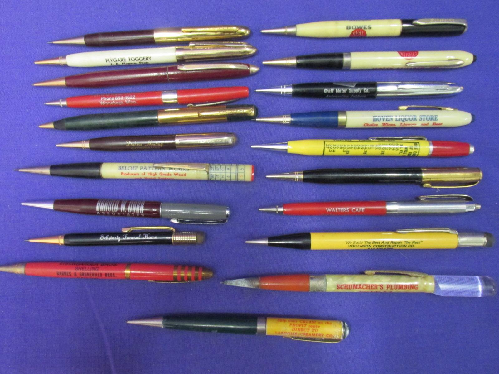 Appx 150 Vintage Mechanical Pencils w/ MN & Iowa Advvertising