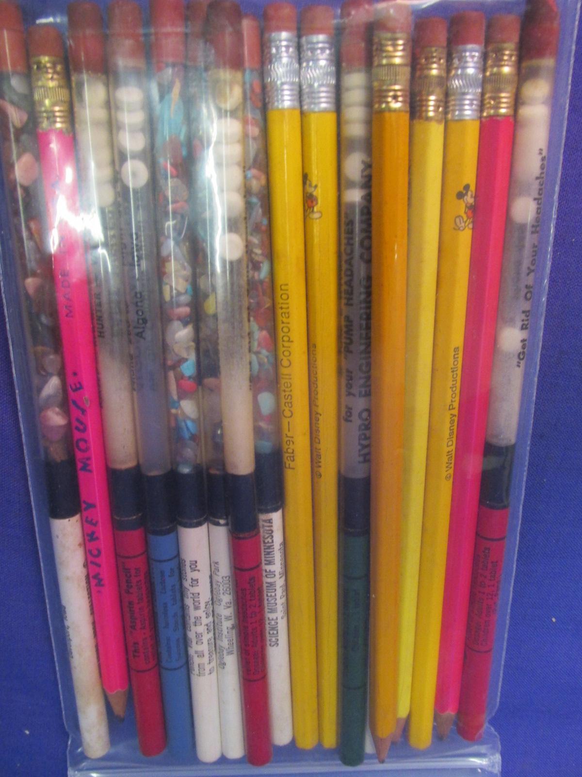 Vintage Novelty Pencils – 5 “Get Rid of of Your Headaches w/ Aspirin, 4 Mickey Mouse,