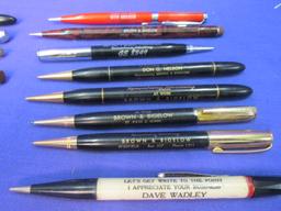 14 Vintage Mechianical Pencils with Advertising – Many Red-Point Brand