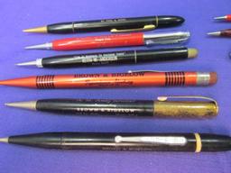 14 Vintage Mechianical Pencils with Advertising – Many Red-Point Brand