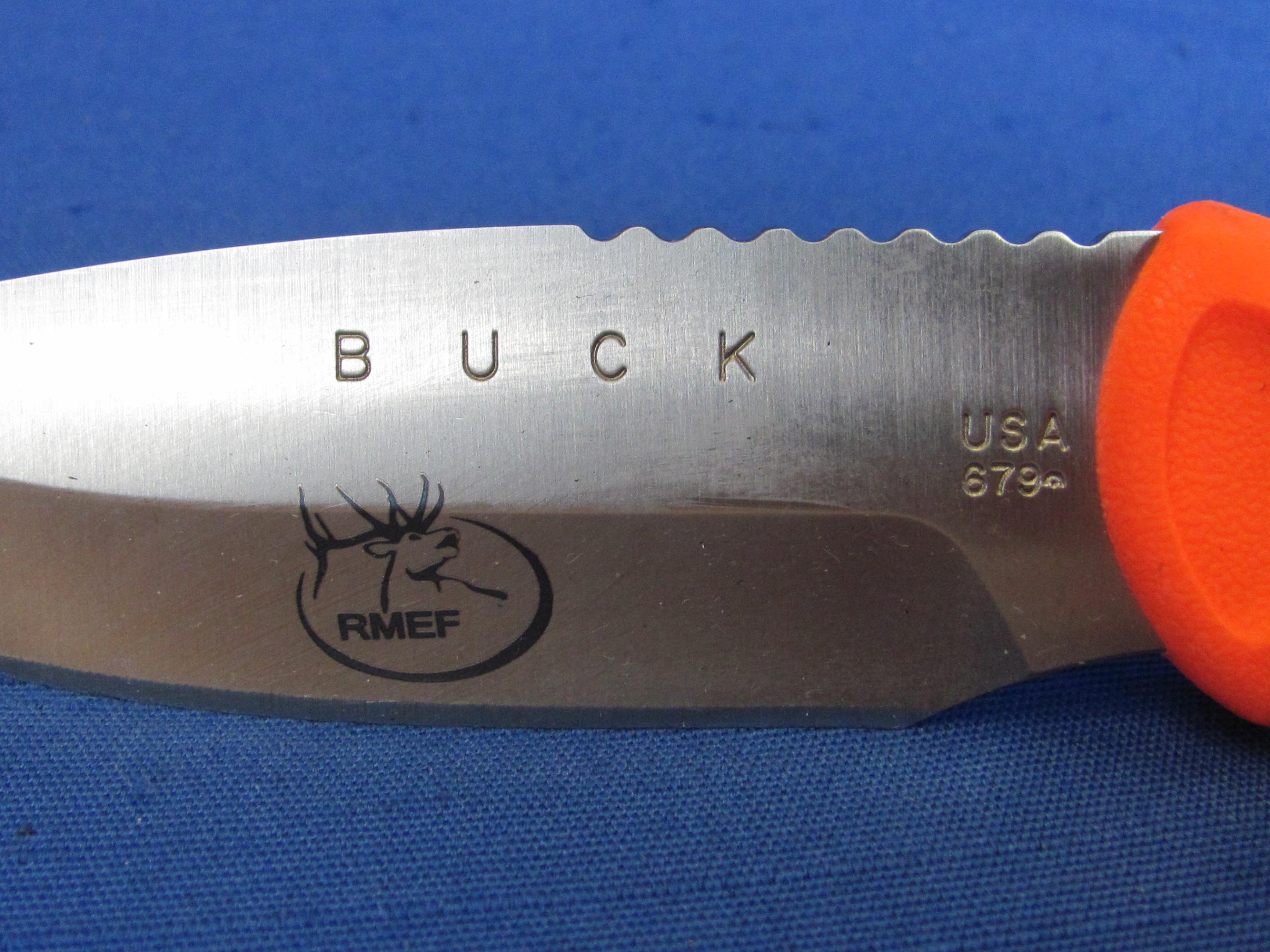 Buck Knife REMF No. 679 – In Sheath – Blaze Orange – 8 1/2” long