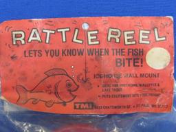 Vintage “Rattle Reel” in Packaging – Let's you know when the fish bite - Plastic