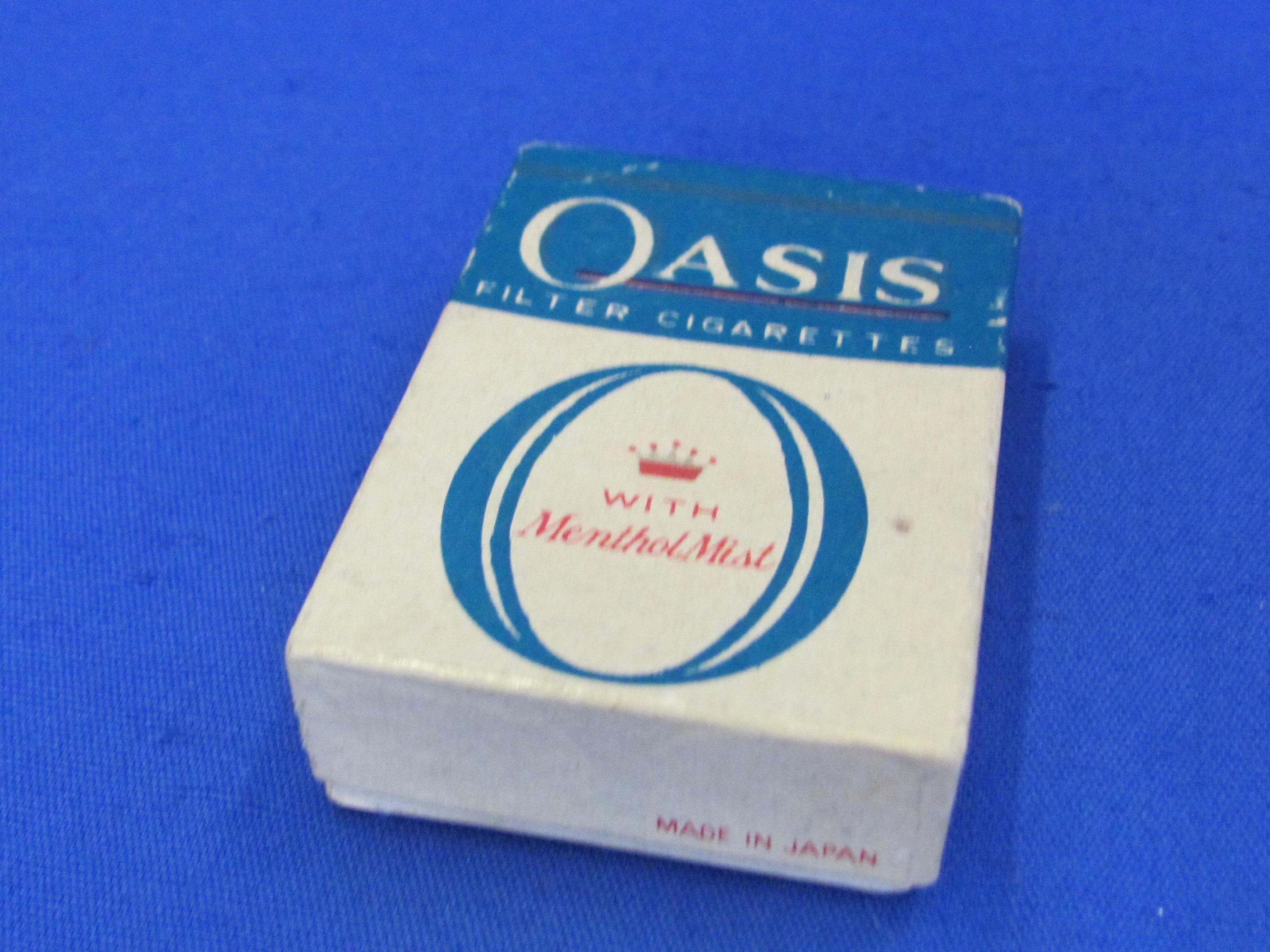 2 Vintage Lighters “Oasis Filter Cigarettes” in Boxes – Continental made in Japan