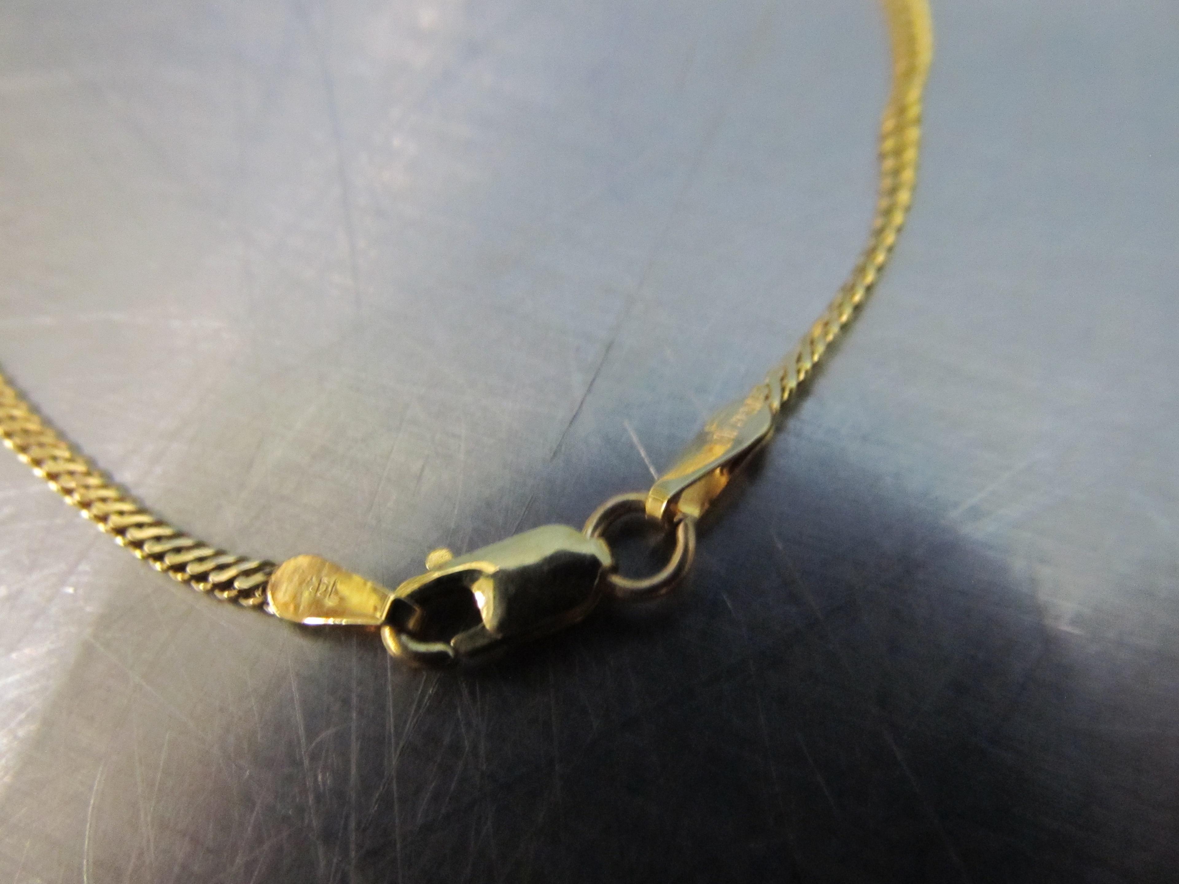 Lovely 10 KT Gold Necklace with Dark BLue Center Stone - 4.9 Grams - Made in Italy
