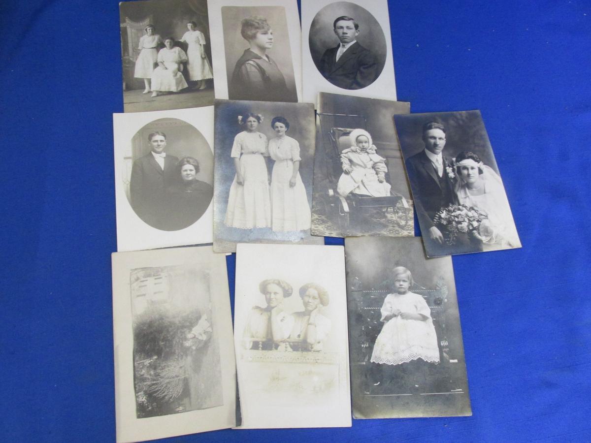 10 Antique B & W Portraits/Postcards (Adults)