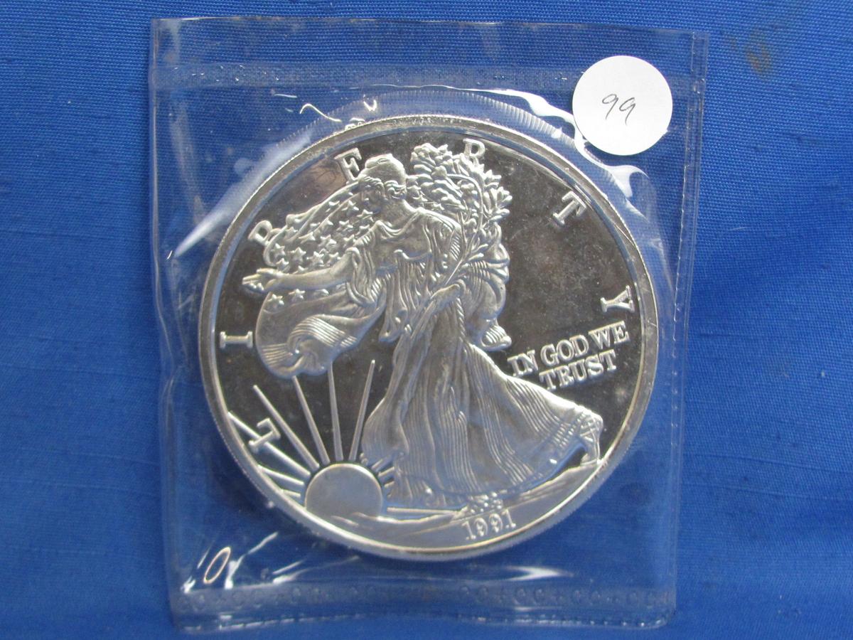 1991 Walking Liberty Fine Silver Round – 1 Lb Troy .999 Fine Silver – Serial # 04209