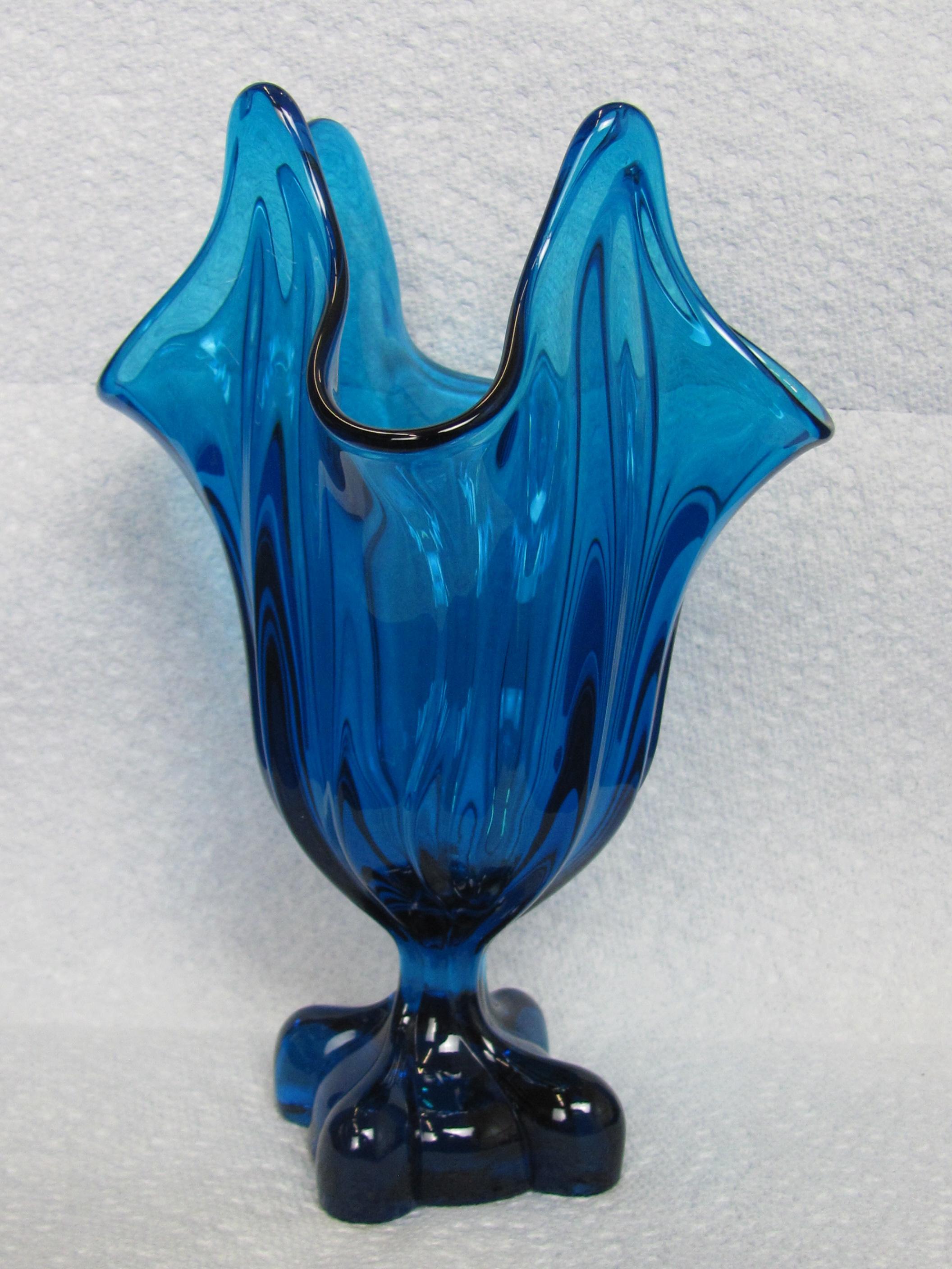 Viking Glass Handkerchief Vase in Bluenique – About 7 1/2” tall