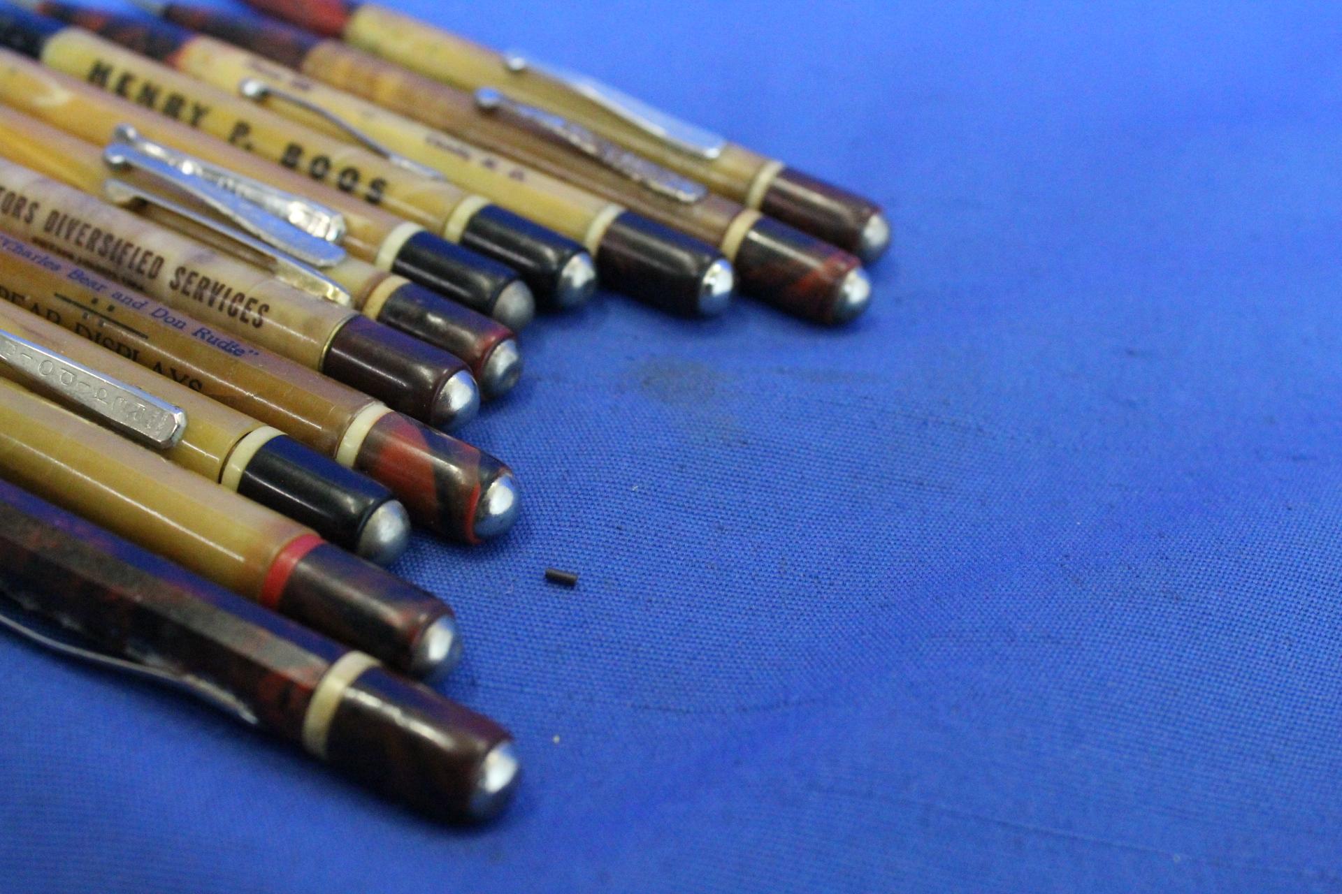 11 Vintage Coffee Colored  Mechanical Pencils with Advertising – Redipoint