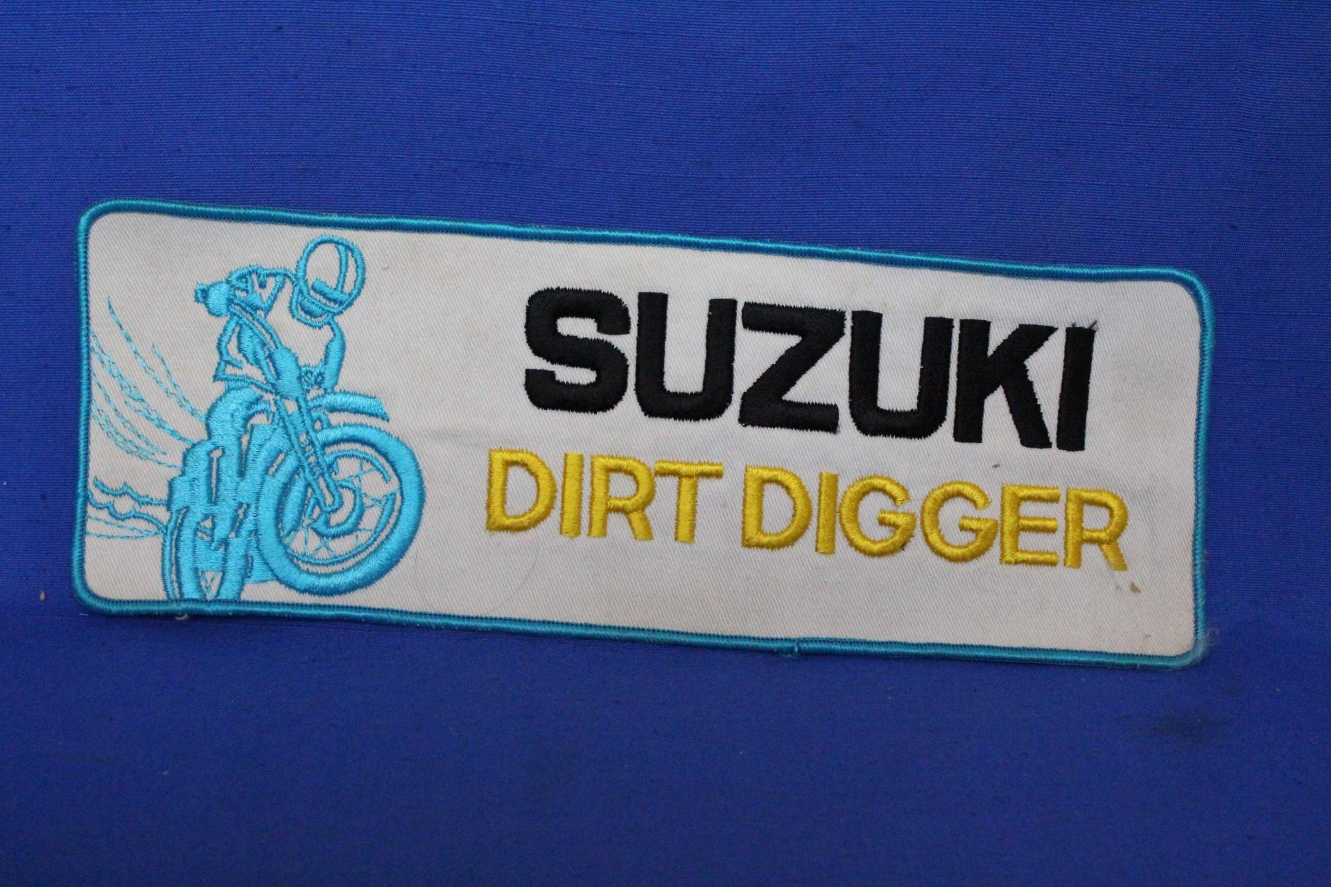 Vintage Suzuki Dirt Digger Morotcycle Patch Appx 1 Foot Long x 3” Tall – Very Good Cond.