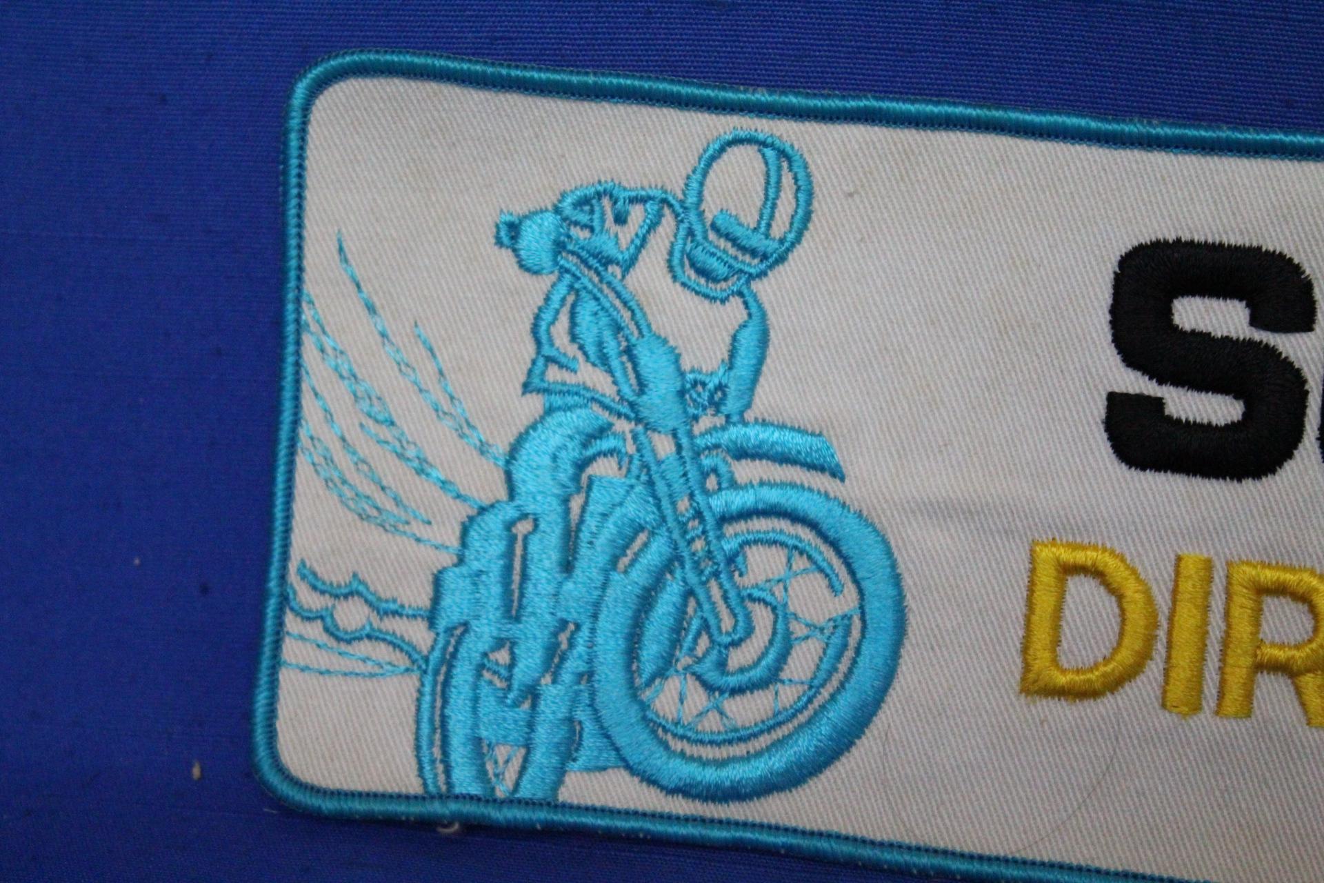 Vintage Suzuki Dirt Digger Morotcycle Patch Appx 1 Foot Long x 3” Tall – Very Good Cond.