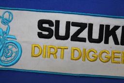 Vintage Suzuki Dirt Digger Morotcycle Patch Appx 1 Foot Long x 3” Tall – Very Good Cond.