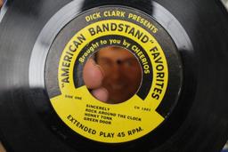 3 Vintage Records – Dick Clark 45 (American Bandstand- Cheerios), Inside Stories on card