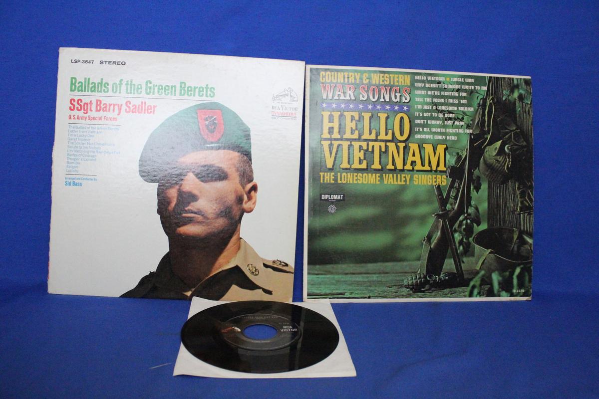 3 Vintage Records: 45 RPM Hank Snow “A Letter From Viet Nam” & 2 LPS :