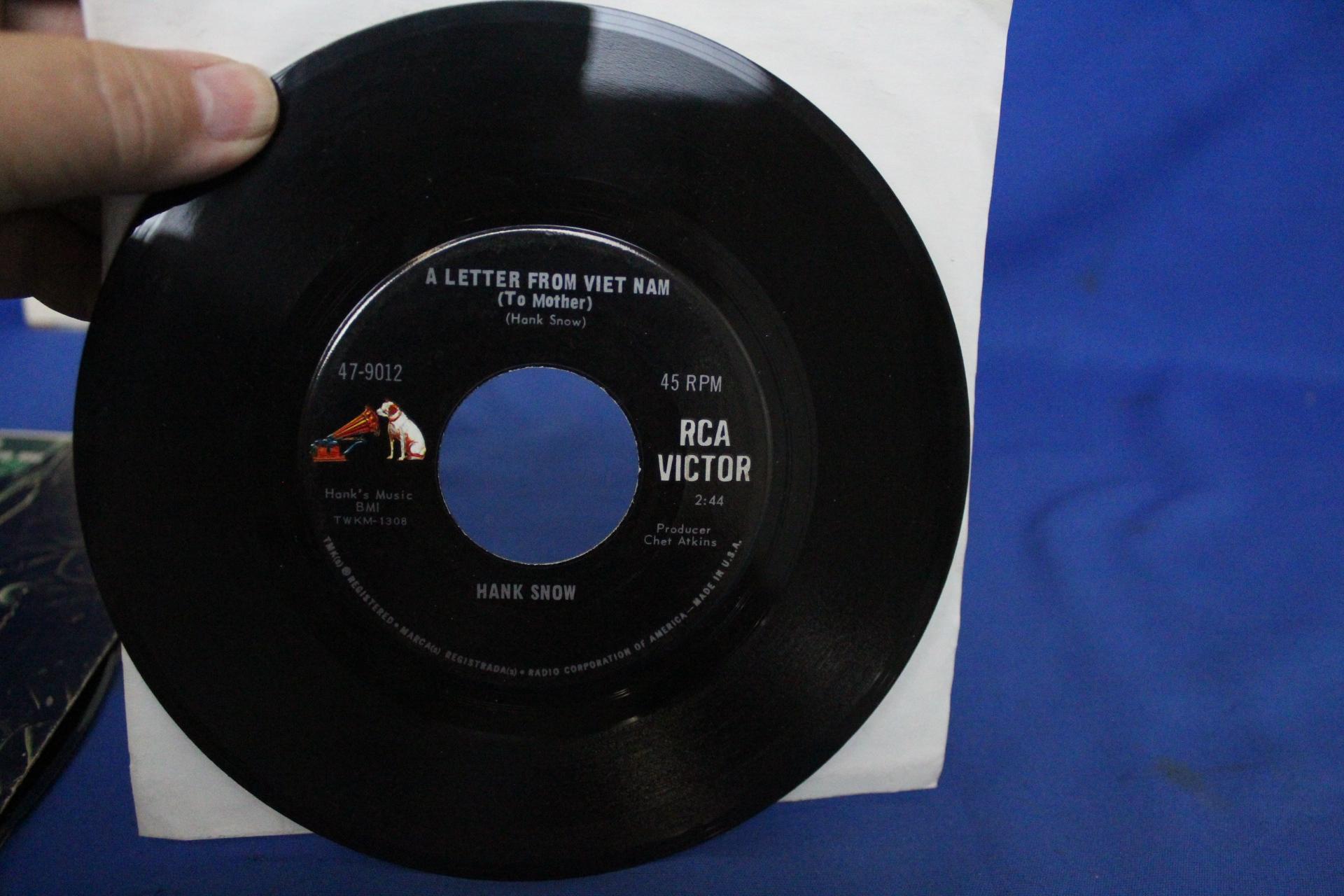 3 Vintage Records: 45 RPM Hank Snow “A Letter From Viet Nam” & 2 LPS :