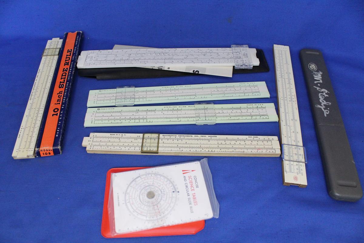 Science Guy's Vintage Math Toys: 6 Slide Rules & Pocket Circular Slide Rule