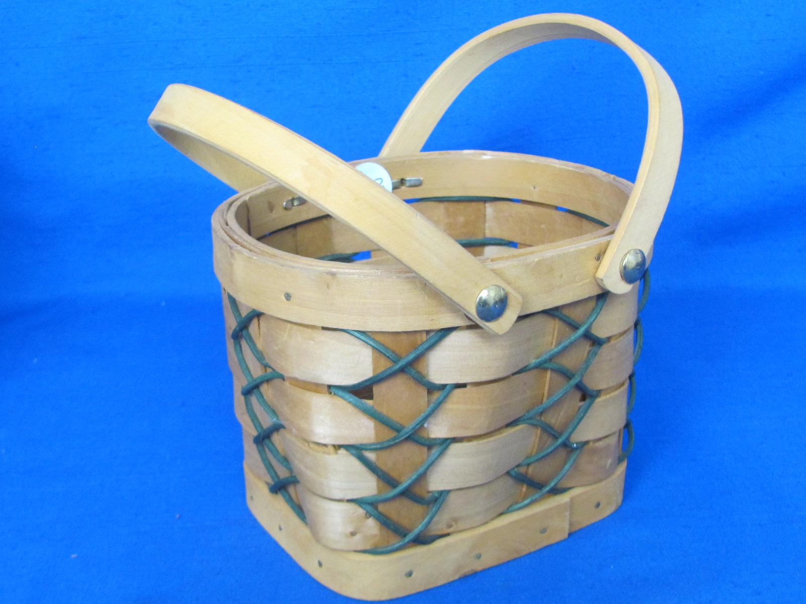 3 Woven Baskets: 2 are “Let it Snow” with Blue Trim – Largest is 8 1/2” long