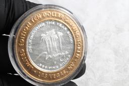 Mirage Casino Ltd. Ed. Ten Dollar Gaming Coin Token.999 Fine Silver 2000