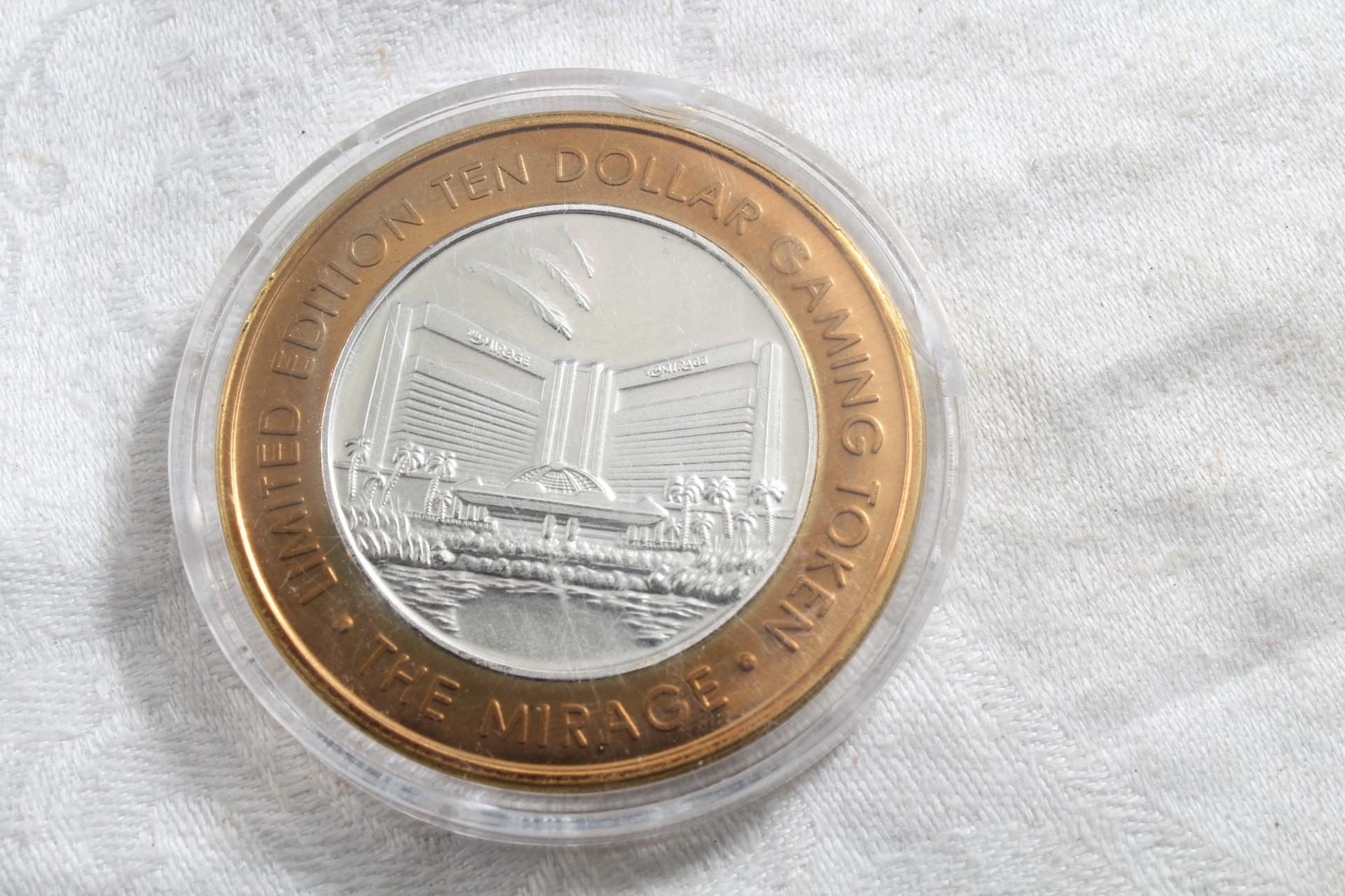 Mirage Casino Ltd. Ed. Ten Dollar Gaming Coin Token.999 Fine Silver 2000