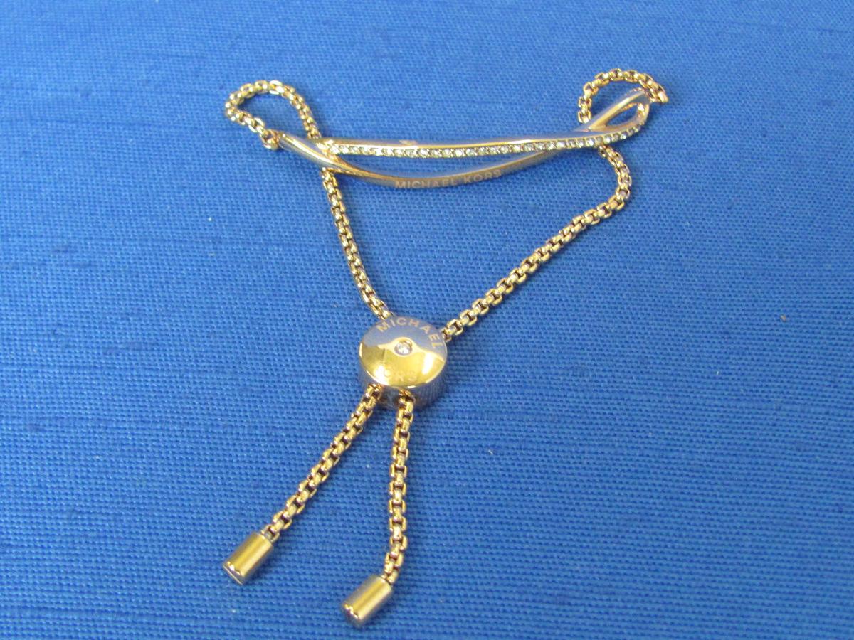 Michael Kors Rose Goldtone Slider Bracelet with Pave Crystals