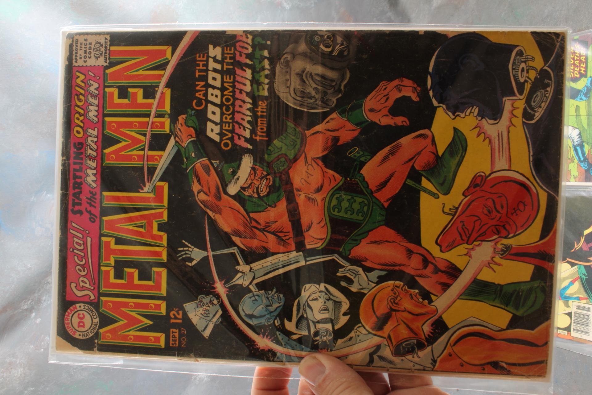 3 Vintage Comic Books DC 12 Cent Metal Men, Marvel 20 Cent Doc Savage, &