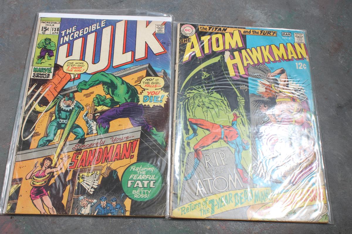 15 Cent Marvel Incredible Hulk Comic Book & 12 Cent DC Atom Hawk Man Comic