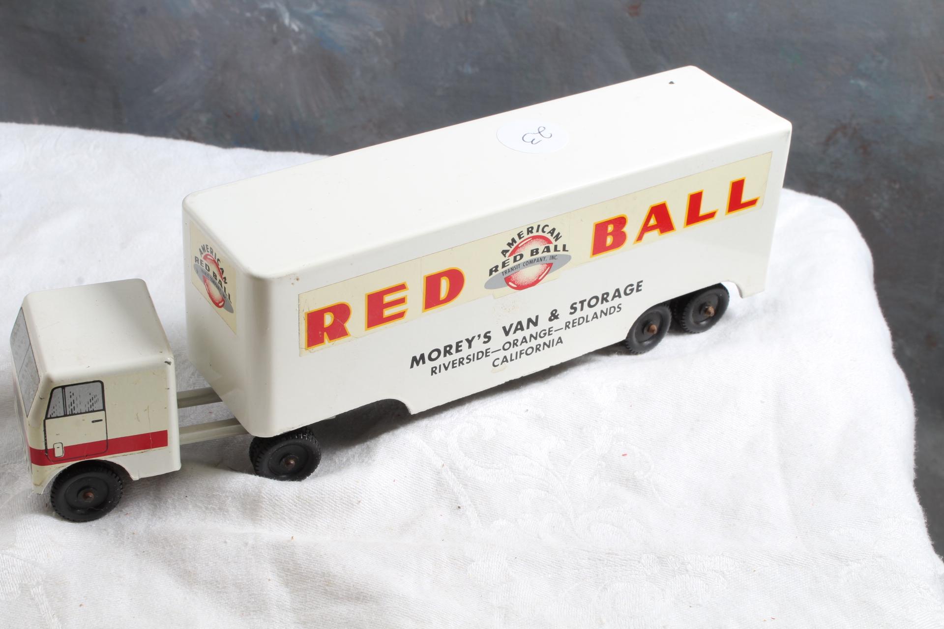 Vintage RALSTOY Diecast RED BALL Moving & Storage Truck 8 1/2" Long