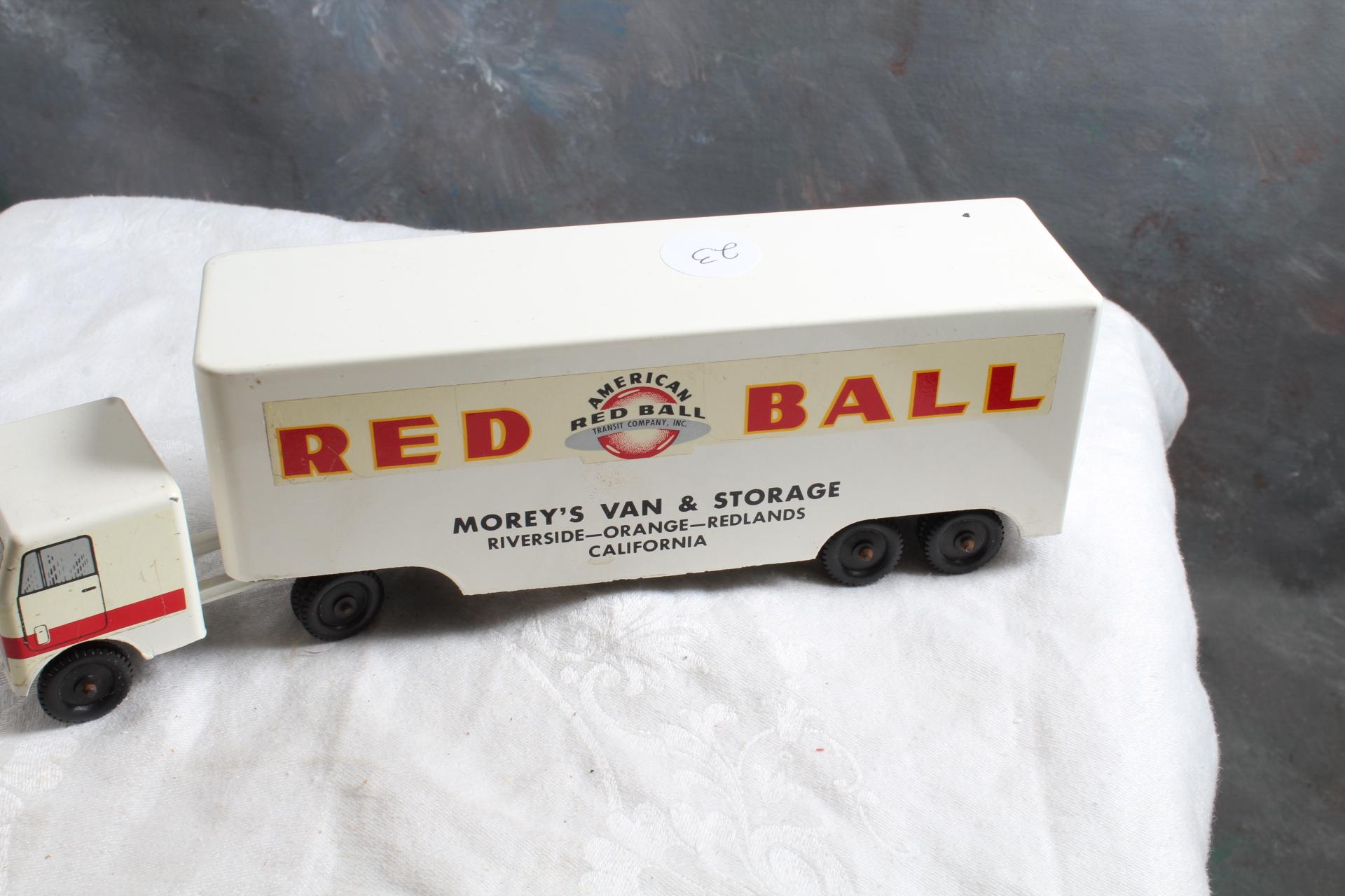 Vintage RALSTOY Diecast RED BALL Moving & Storage Truck 8 1/2" Long