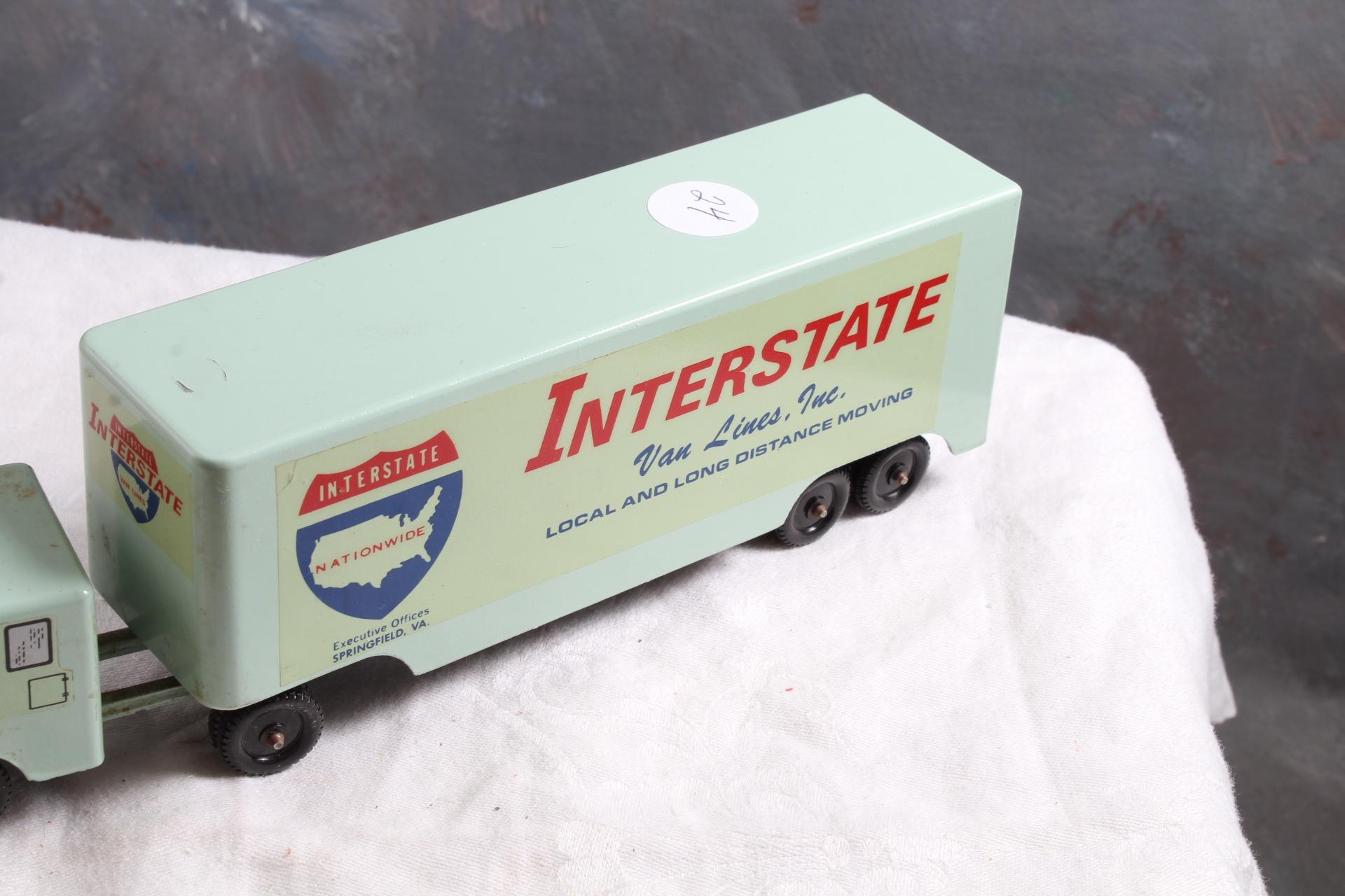 Vintage RALSTOY Diecast INTERSTATE Van Lines Moving Storage Truck 8.5" L