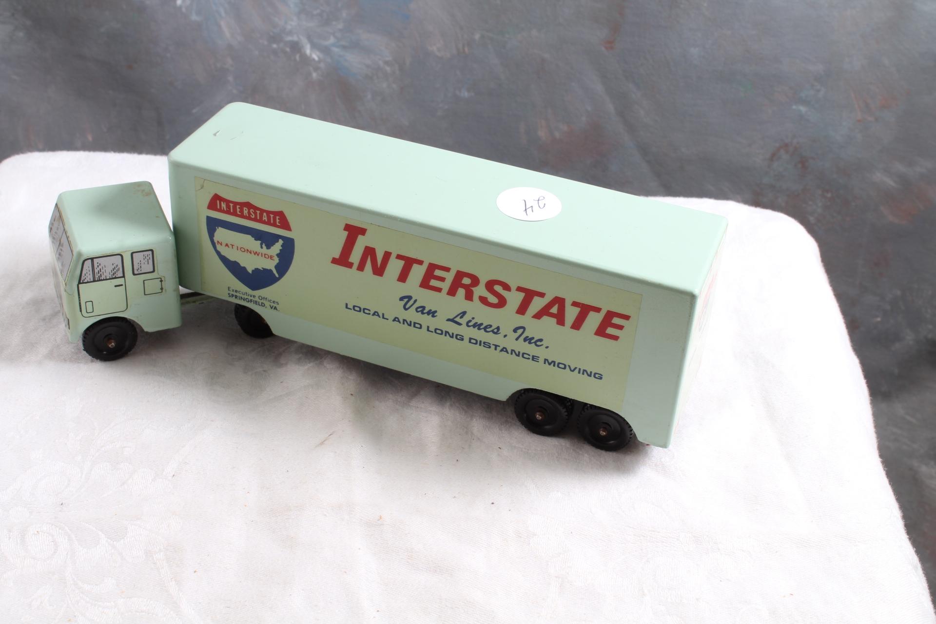 Vintage RALSTOY Diecast INTERSTATE Van Lines Moving Storage Truck 8.5" L