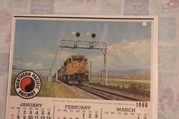 1968 Northern Pacific Railway Railroad Unused Calendar 42" x 25" Vista Dome