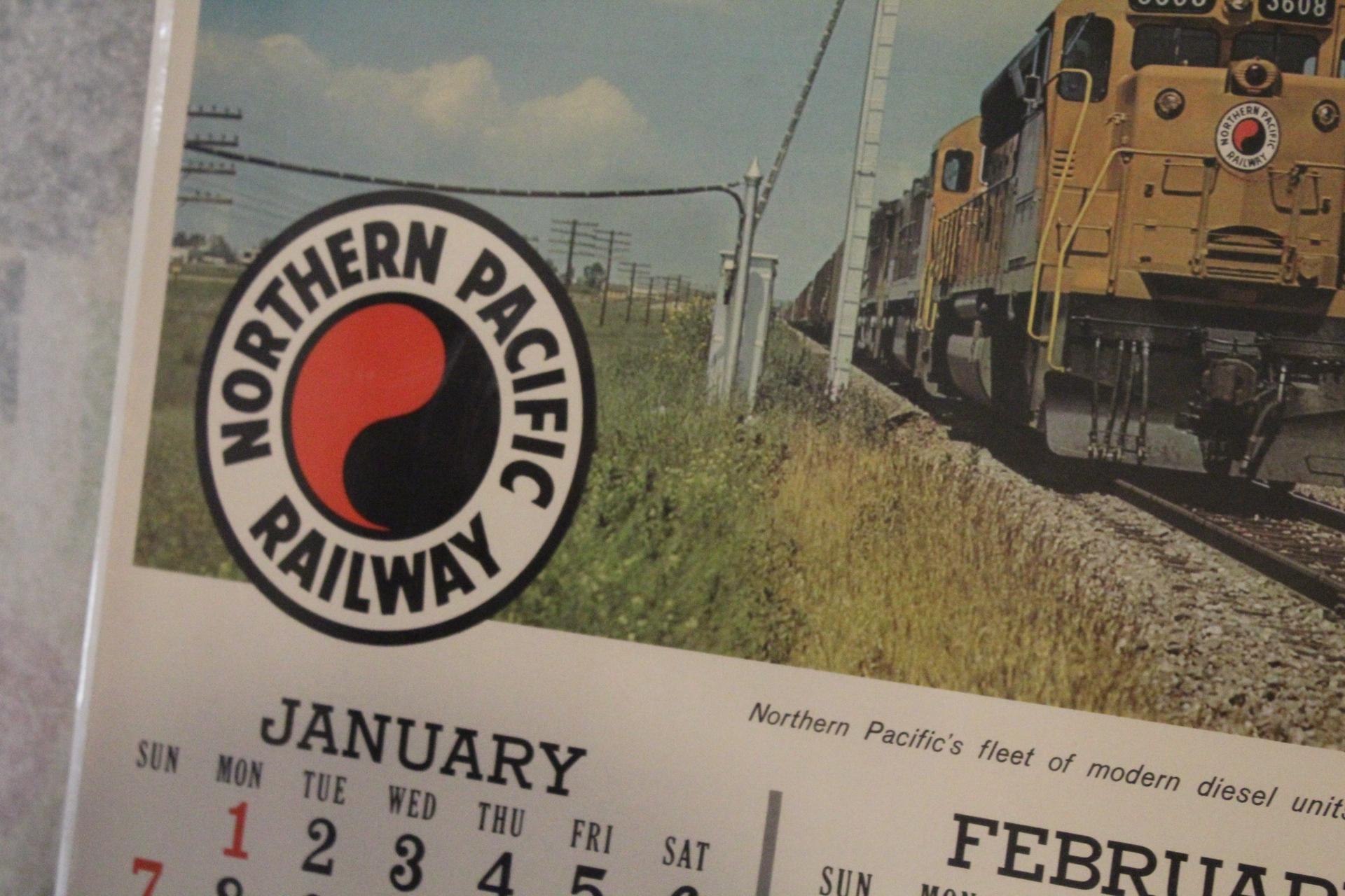 1968 Northern Pacific Railway Railroad Unused Calendar 42" x 25" Vista Dome