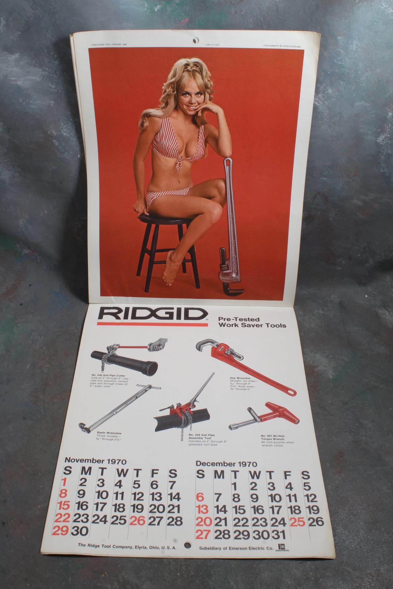 1969-1970 Ridgid Tool Company 2 Year Pin-Up Calendar Pin-Up & Tool on Each