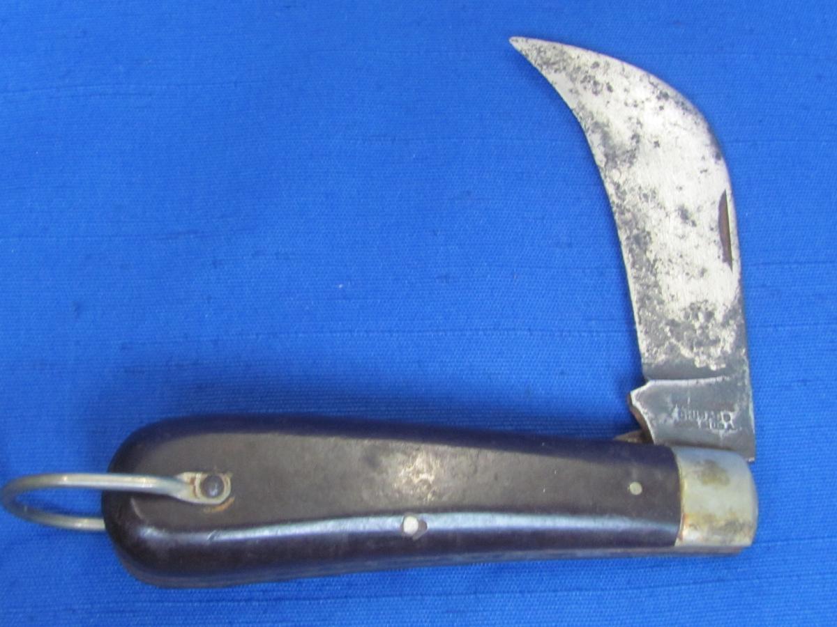 Vintage M Klein & Sons Hawkbill Folding Knife – Made in USA – 4” long Folded