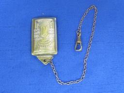 Pocket Watch Chain with Fob – Marked “French Silver Plate” - Total length is 8 3/4”