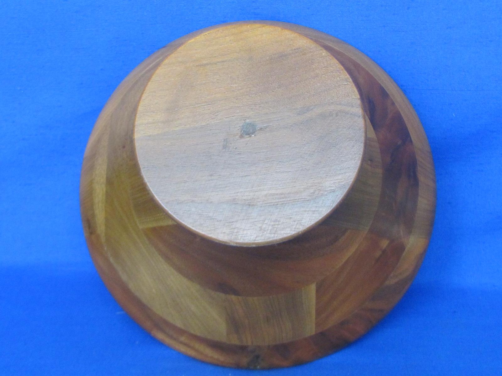 Footed Wood Bowl w Plaque “In Appreciation to Rhoda – Gov. and Mrs. LeVander”